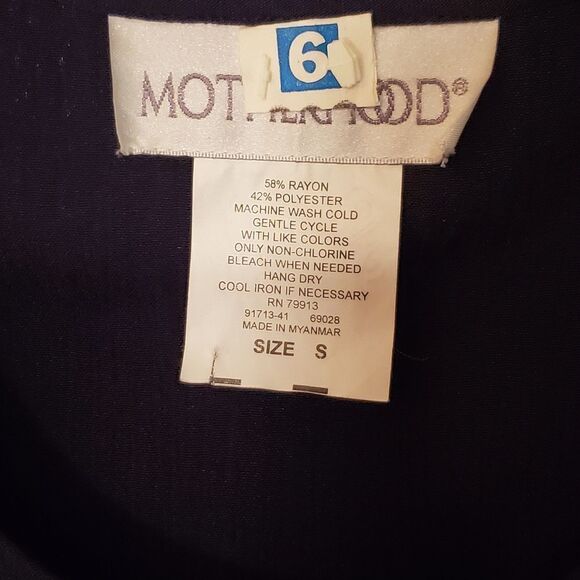 MOTHERHOOD MATERNITY NAVY BLUE + BLACK SHORT SLEEVE TIE WAIST MIDI DRESS small - Picture 3 of 7